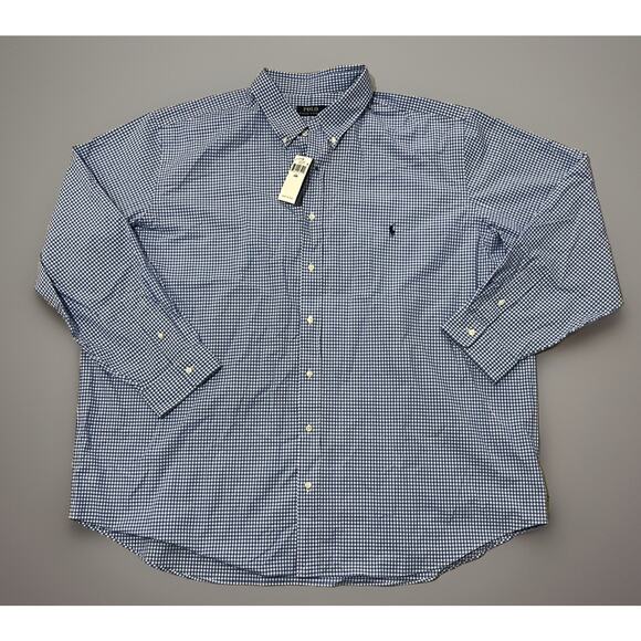 Polo Ralph Lauren Mens 3XB Blue Gingham Stretch Button Down Shirt $138 NEW NWT - Picture 1 of 5